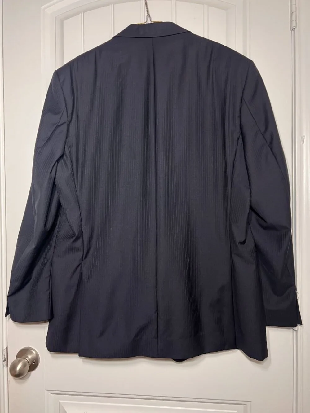 Calvin Klein Slim Fit 100% Wool Navy Blue Pinstripe Suit Jacket Blazer Men's 44R